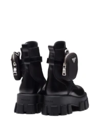 Prada - Prada Monolith brushed leather and nylon boots with pouch