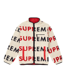 Supreme - Supreme Reversible Logo Fleece Jacket Natural