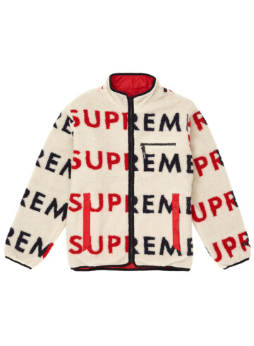 Supreme - Supreme Reversible Logo Fleece Jacket Natural