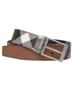 Burberry - Reversible Check and Leather Belt