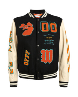 Off-White - OFF-WHITE  Leather-Trim Graphic Bomber Jacket