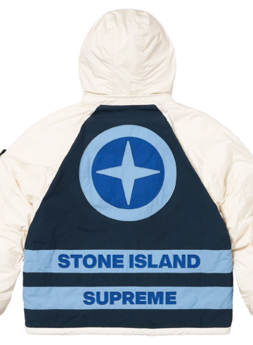 Supreme - Stone island reversible down puffer jacket white