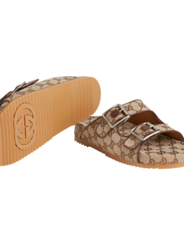 Gucci - Strap slide sandal beige canvas