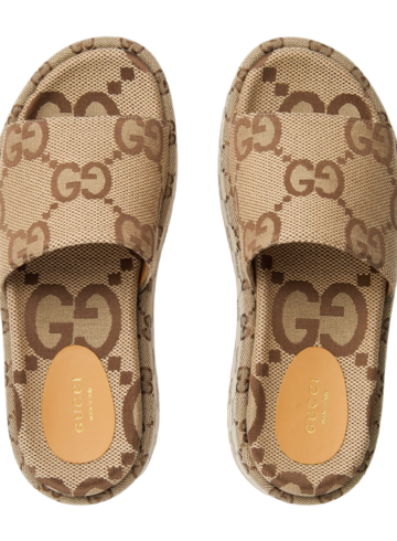 Gucci - Angelina platform 55mm sandal camel canvas