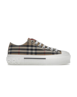 Burberry - Burberry Vintage Check Cotton Sneakers Archive Beige White