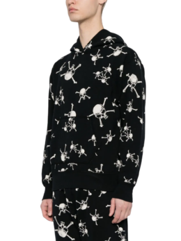 SAINT MXXXXXX skull-print cotton hoodie