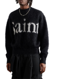 SAINT MXXXXXX Logo-Jacquard Brushed Mohair-Blend Sweater