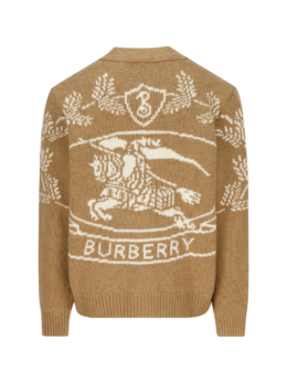Burberry - Burberry Logo Intarsia V-Neck Cardigan