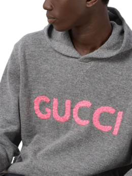 Gucci - Gucci logo-embroidered wool hoodie
