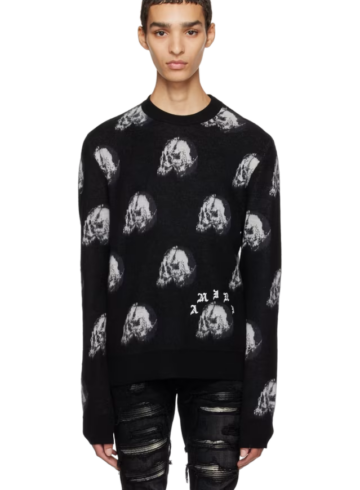 Amiri Black Wes Lang Edition Repeat Skull Sweater