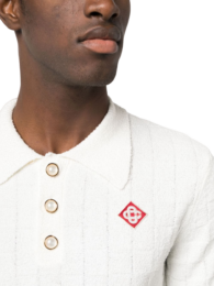 Casablanca logo-embroidered bouclé polo shirt