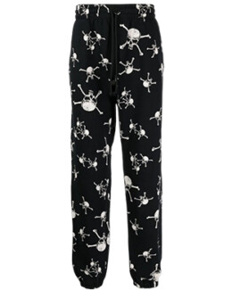 SAINT MXXXXXX skull-print cotton track pants