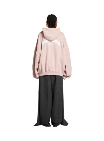 Balenciaga Back Flip Round Zip-Up Hoodie Oversized in light pink