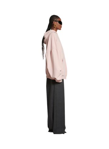 Balenciaga Back Flip Round Zip-Up Hoodie Oversized in light pink