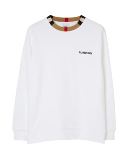 Burberry - Burberry Icon Stripe Trim Cotton Sweatshirt