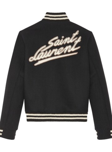 Saint Laurent - SAINT LAURENT  Wool-Rich Logo Bomber Jacket