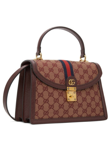 Gucci - Burgundy Small GG Ophidia Top Handle Bag