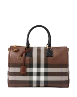 Burberry - Medium Check-Pattern Leather Bowling Bag