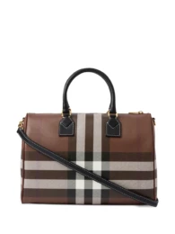 Burberry - Medium Check-Pattern Leather Bowling Bag