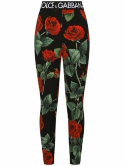 Dolce & Gabbana - Dolce & Gabbana rose-print charmeuse leggings