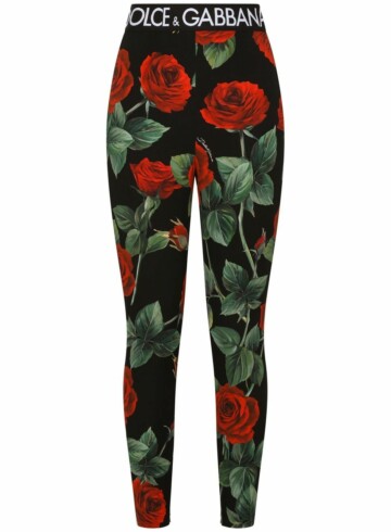 Dolce & Gabbana - Dolce & Gabbana rose-print charmeuse leggings