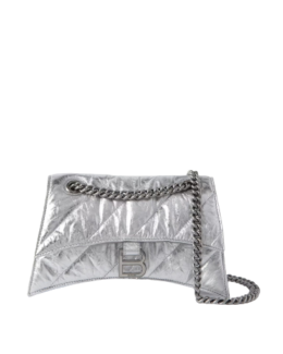 Balenciaga - Hourglass Quilted Metallic Crinkled-Leather Shoulder Bag