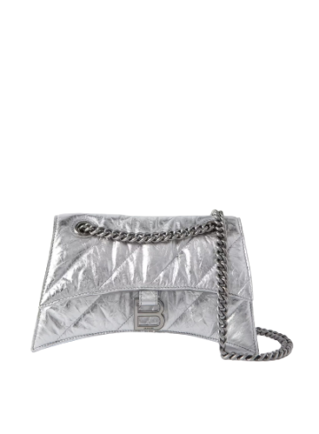 Balenciaga - Hourglass Quilted Metallic Crinkled-Leather Shoulder Bag
