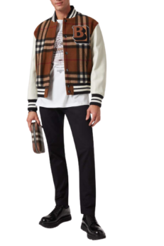 Burberry - Letter graphic bomber jacket in check technical wool