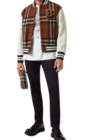 Burberry - Letter graphic bomber jacket in check technical wool