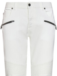 Balmain - White Stretch Denim Slim-Fit Jeans With Ribbed Knees Detailing