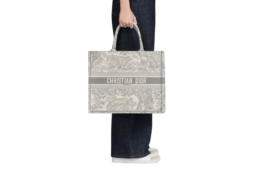Christian Dior - Cristian Dior Gray Toile de Jouy Embroidery Tote Large Bag
