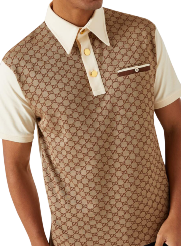 Gucci - Polo Shirt in GG Silk Cotton Jersey Jacquard
