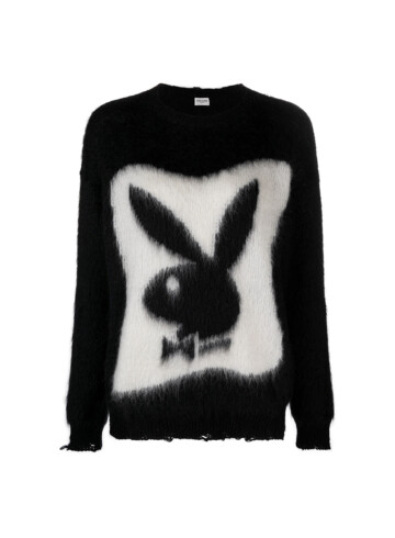 Saint Laurent - Saint Laurent textured Playboy bunny jumper