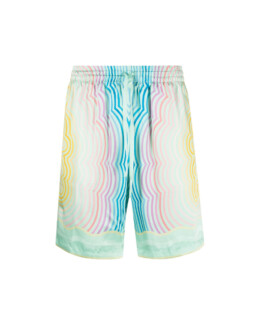 Casablanca - wave-print silk drawstring shorts