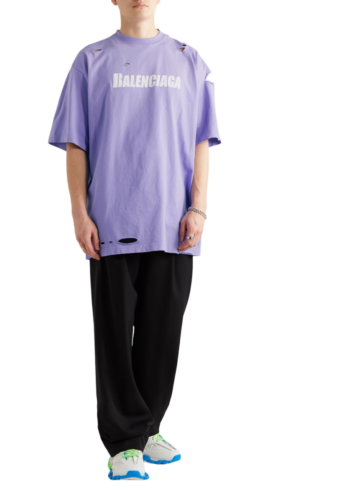Balenciaga - Oversized Distressed Logo-Print Cotton-Jersey T-Shirt