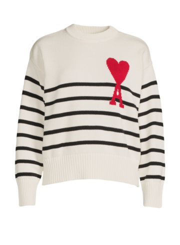 AMI Paris - Ami De Cœur Striped Cotton And Wool Sweater