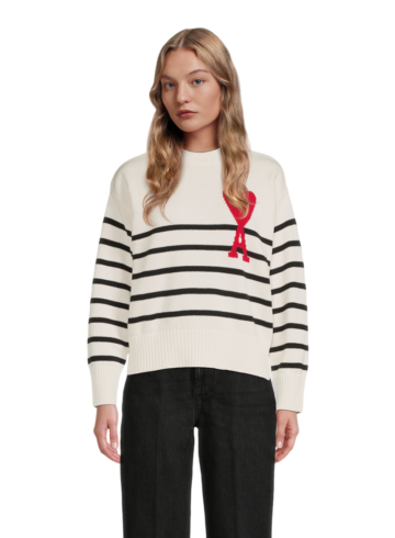 AMI Paris - Ami De Cœur Striped Cotton And Wool Sweater