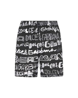 Dolce & Gabbana - Mid-length swim trunks with all-over Dolce&Gabbana print
