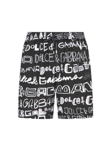 Dolce & Gabbana - Mid-length swim trunks with all-over Dolce&Gabbana print