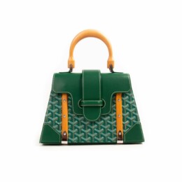 Goyard - Green Coated Canvas and Leather PM Saigon Top Handle Bag
