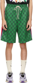 Gucci - Gucci Green Jersey GG Shorts