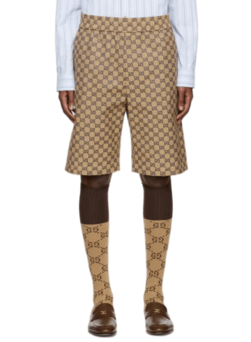 Gucci - Elasticated-waist cotton-blend GG-jacquard shorts