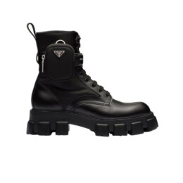 Prada - Prada Monolith brushed leather and nylon boots with pouch